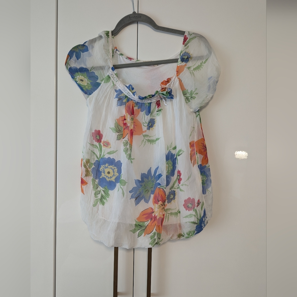 Fame 100% Silk Floral Blouse